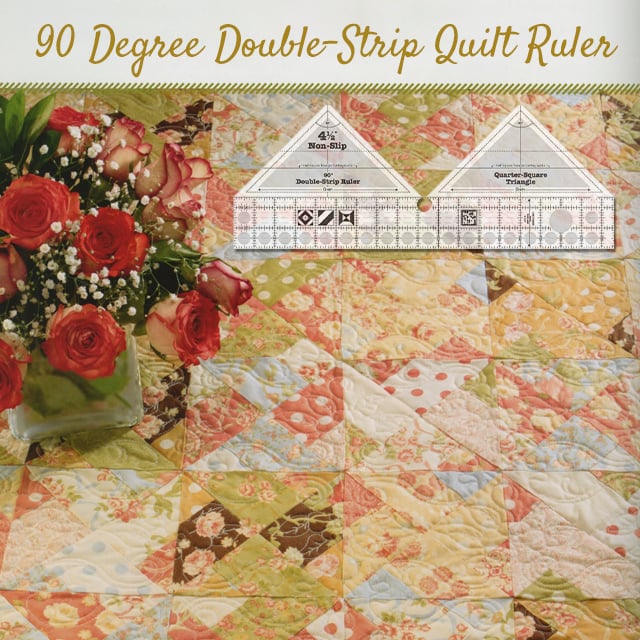 Quilara 90 Double-Strip Ruler — Precision Quilting Tool for Triangle Cuts