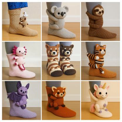 Faelina — Chaussettes en coton 3D animaux douillettes avec confort respirant