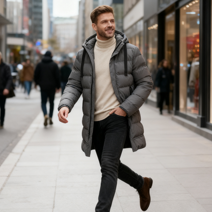 BlazeShield™ Mid-Length Hooded Puffer — Conquer Winter with Unstoppable Warmth and Bold Confidence
