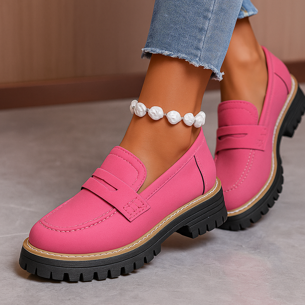 Zevra — Chunky Lug Sole Penny Loafers with Cushioned Comfort