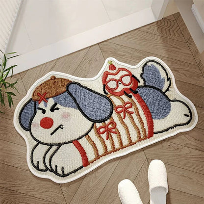 吸水性織りバスマット 滑り止め付き🐶🐱