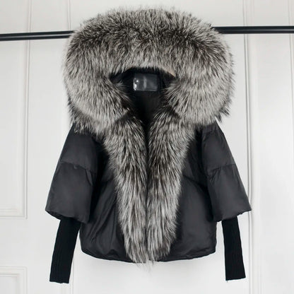 Elian Steppjacke — Warmer Weißer Entendaunenmantel mit Lockerer Passform