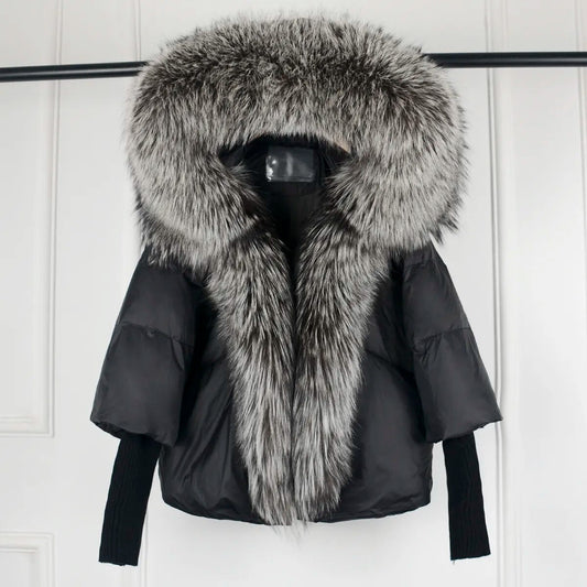 Elian Steppjacke — Warmer Weißer Entendaunenmantel mit Lockerer Passform
