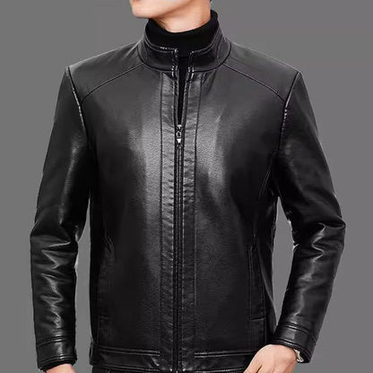 Varenzo — Men’s Genuine Leather Jacket with Warm Plush Lining