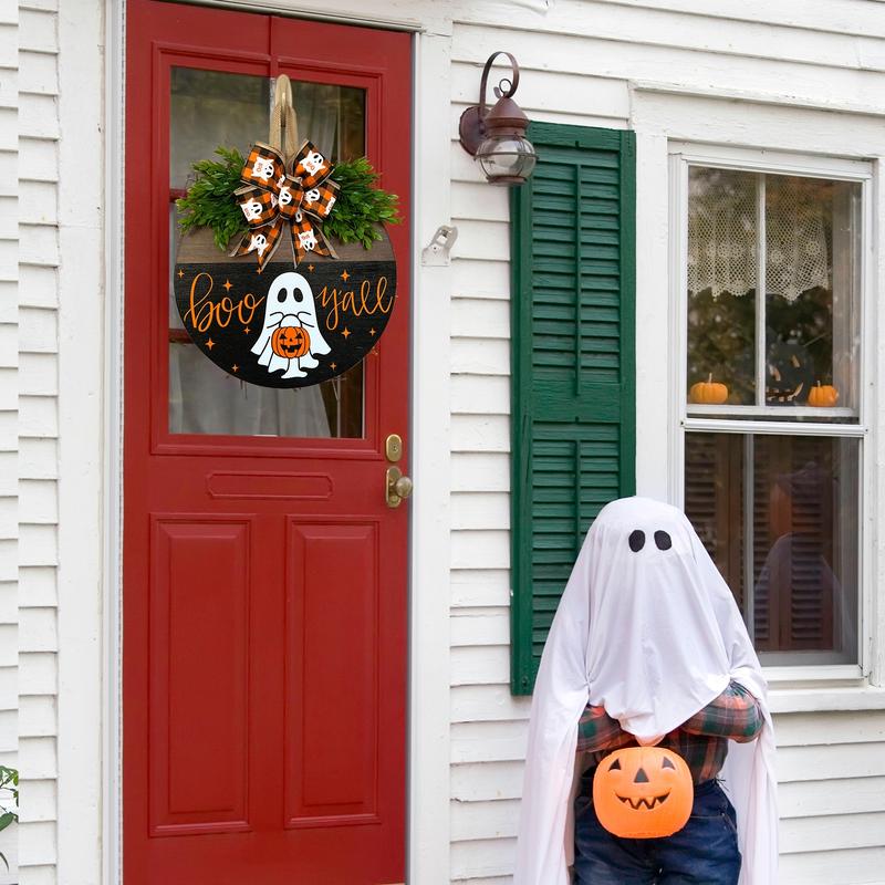 12 Wooden Pumpkin & Ghost Door Hanger™ — Transform Your Entrance into an Unforgettable Halloween Showstopper
