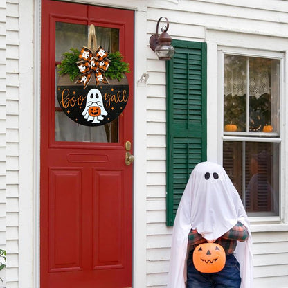 12 Wooden Pumpkin & Ghost Door Hanger™ — Transform Your Entrance into an Unforgettable Halloween Showstopper