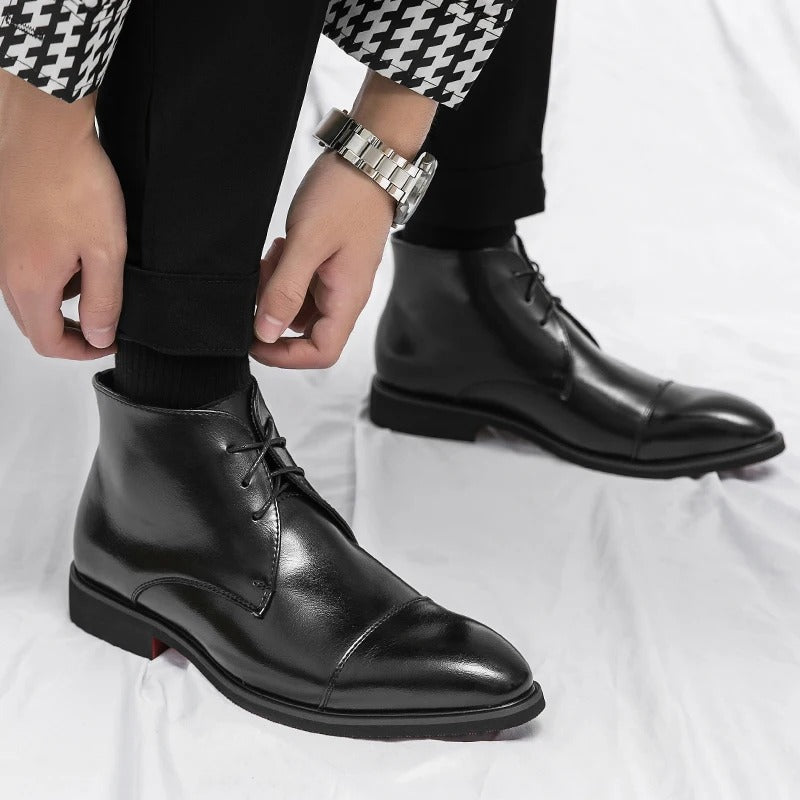 Arlen — Bottes en cuir pour homme à bout cap-toe avec semelles intérieures rembourrées