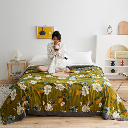 Moss Floral Cotton Quilt™ — Envolva-se em Conforto Leve e Fresco que Parece um Sonho