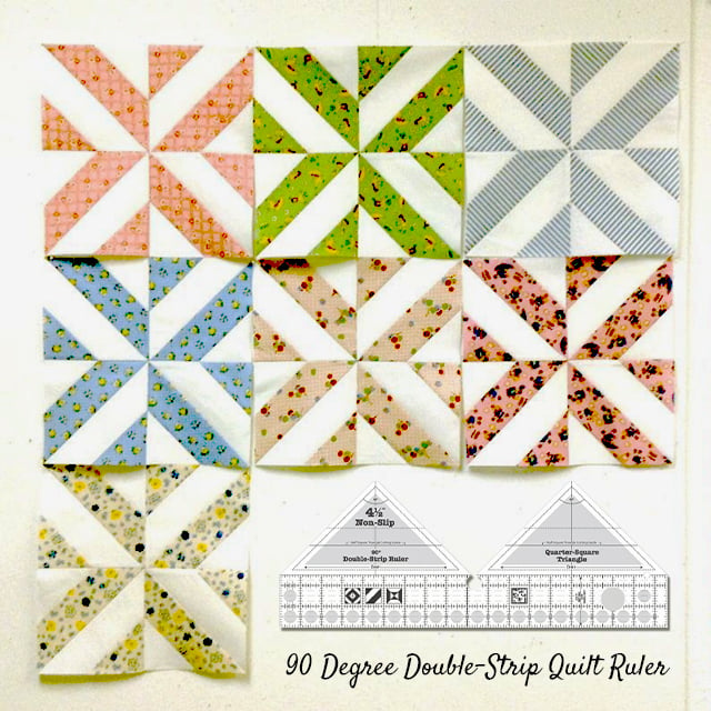 Quilara 90 Double-Strip Ruler — Precision Quilting Tool for Triangle Cuts