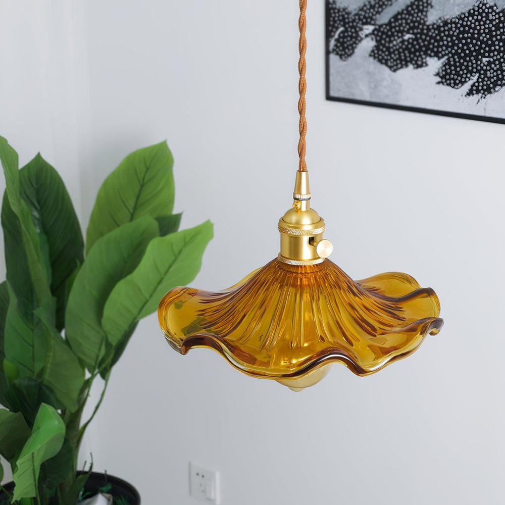 Liora — Elegant Flower Glass LED Pendant Light with Warm Glow