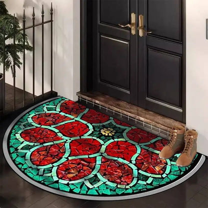 Liora — Boho félkör alakú csúszásmentes ajtószőnyeg puha, tartós szőnyeggel