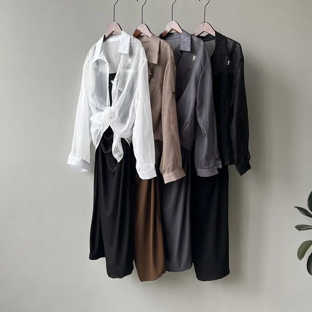 Noriya — Lightweight Artisan Chiffon Loop-Front Top with Frog-Knot Detail