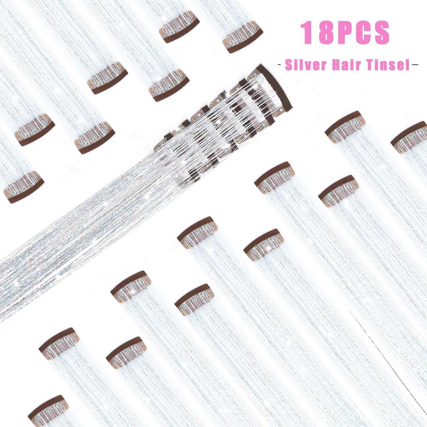 Liora — Rainbow Hair Tinsel Clip-In Extensions for Sparkling Highlights