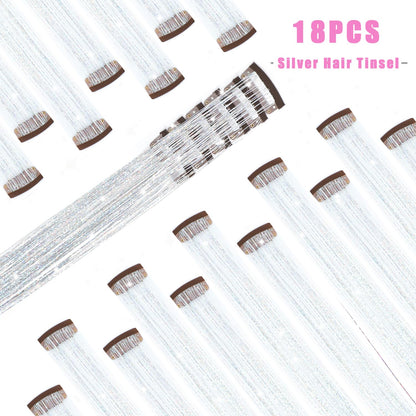 Liora — Rainbow Hair Tinsel Clip-In Extensions for Sparkling Highlights