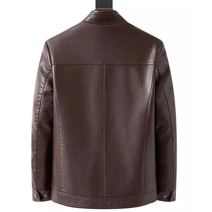 Varenzo — Men’s Genuine Leather Jacket with Warm Plush Lining