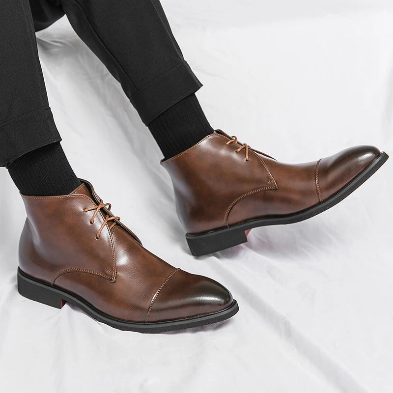 Arlen — Bottes en cuir pour homme à bout cap-toe avec semelles intérieures rembourrées