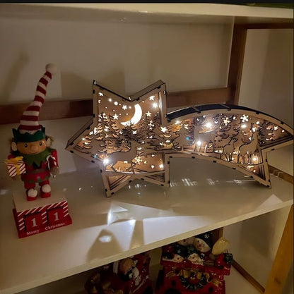 LED Wooden Nativity Scene Star Lamp 21$ TODAY ONLY