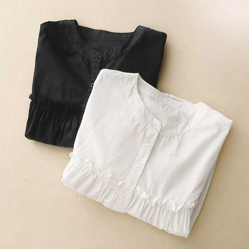 Liora Linen Shirt — Lightweight Collarless Shirt with Tailored Waist Seam