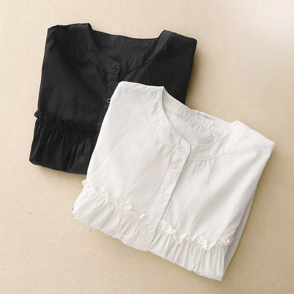 Liora Linen Shirt — Lightweight Collarless Shirt with Tailored Waist Seam