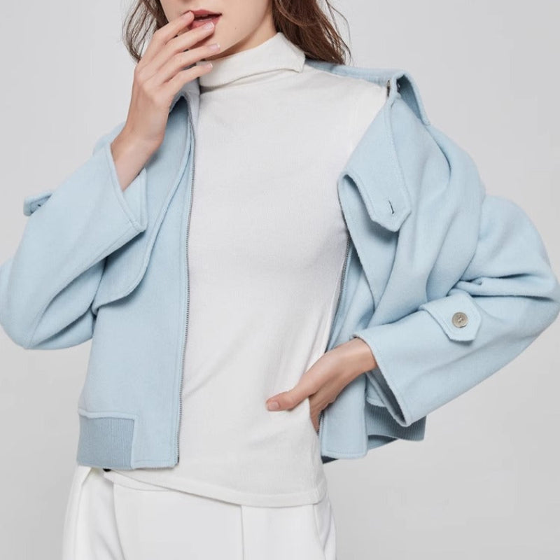 Liora Wool Jacket — Cropped Tailored Wool Coat with Structured Fit