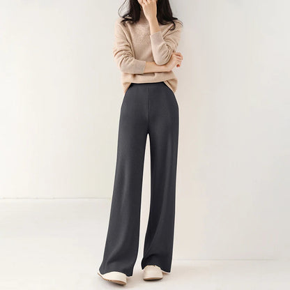 Alora — Merino Wool Wide-Leg Pants with High Waist Elastic
