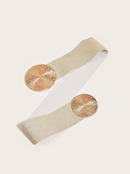 Marena — Dames Vintage Brede Elastische Tailleband Riem met Gouden Gesp