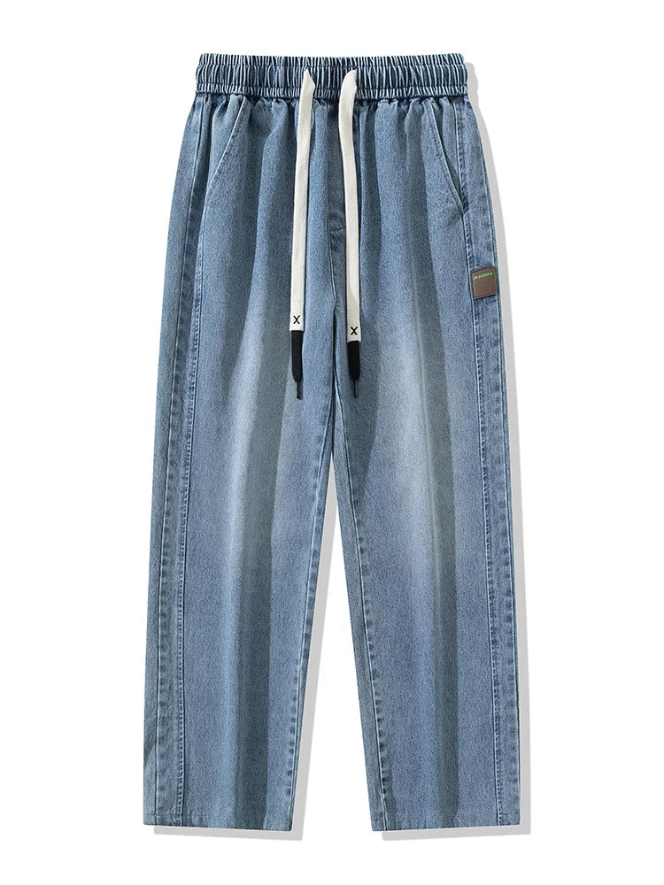Loreo Wideleg Denim Pants — Relaxed Fit with Adjustable Drawstring Waistband