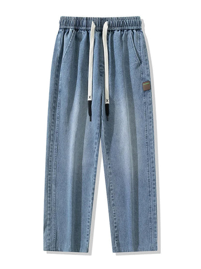 Loreo Wideleg Denim Pants — Relaxed Fit with Adjustable Drawstring Waistband