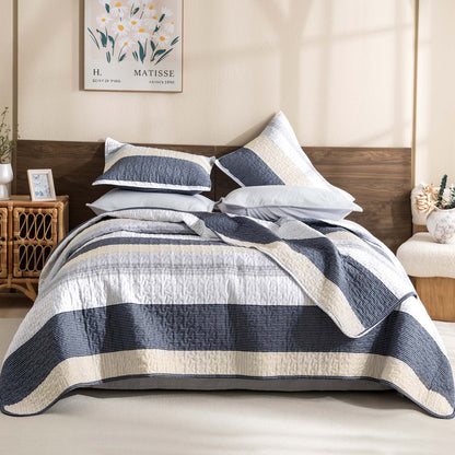 ShadowVeil™ Stripe Quilt Set — Unleash Bold Style and Year-Round Cloudlike Comfort