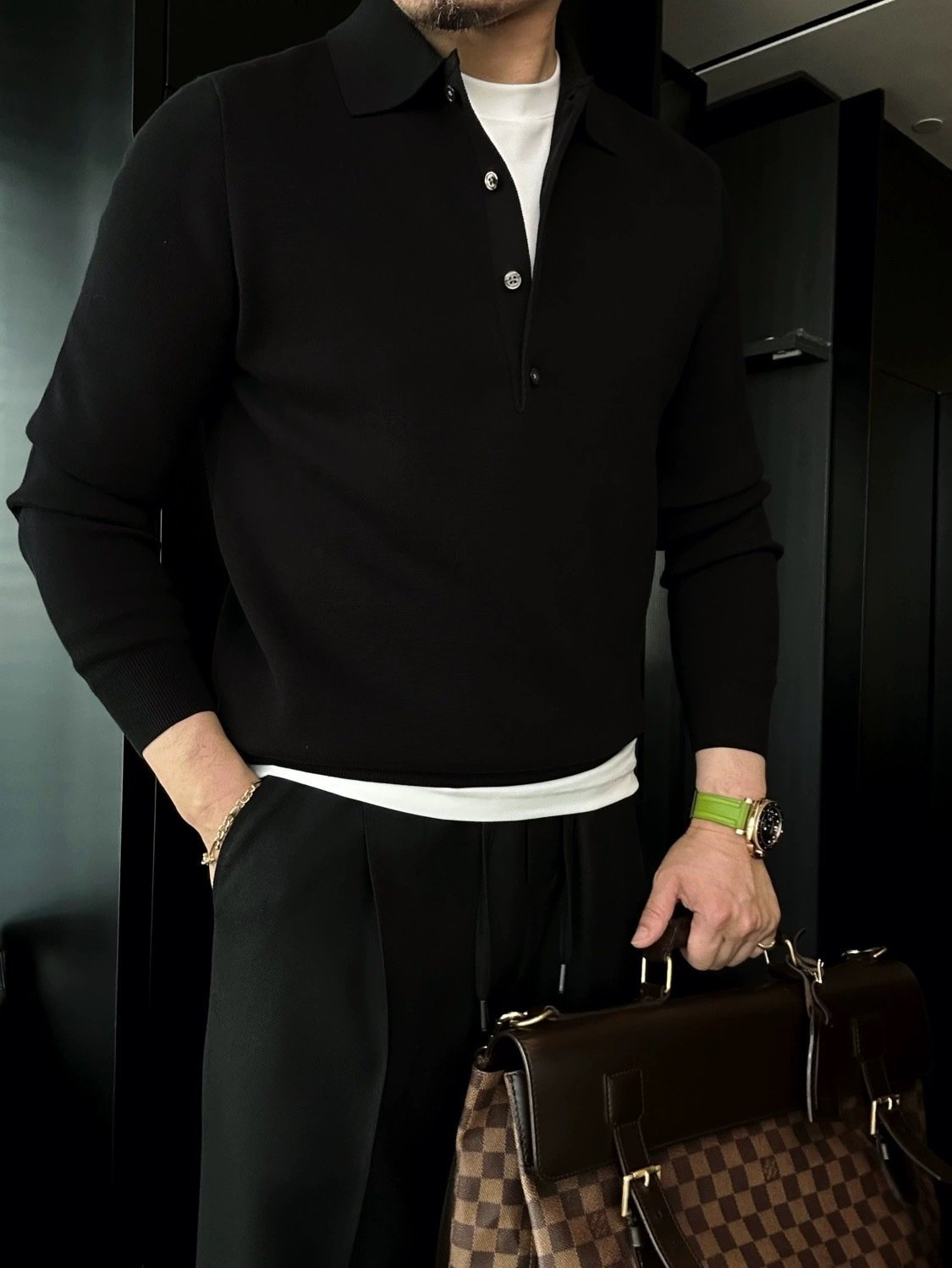 TitanThread™ Long Sleeve Polo Sweater — Own Every Moment with Unmatched Comfort and Sharp Style