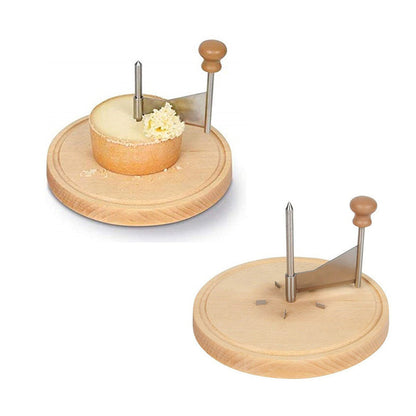 Velino Rotary Cheese Shaver — Ręczny nóż do sera ze stali nierdzewnej z drewnianą podstawą