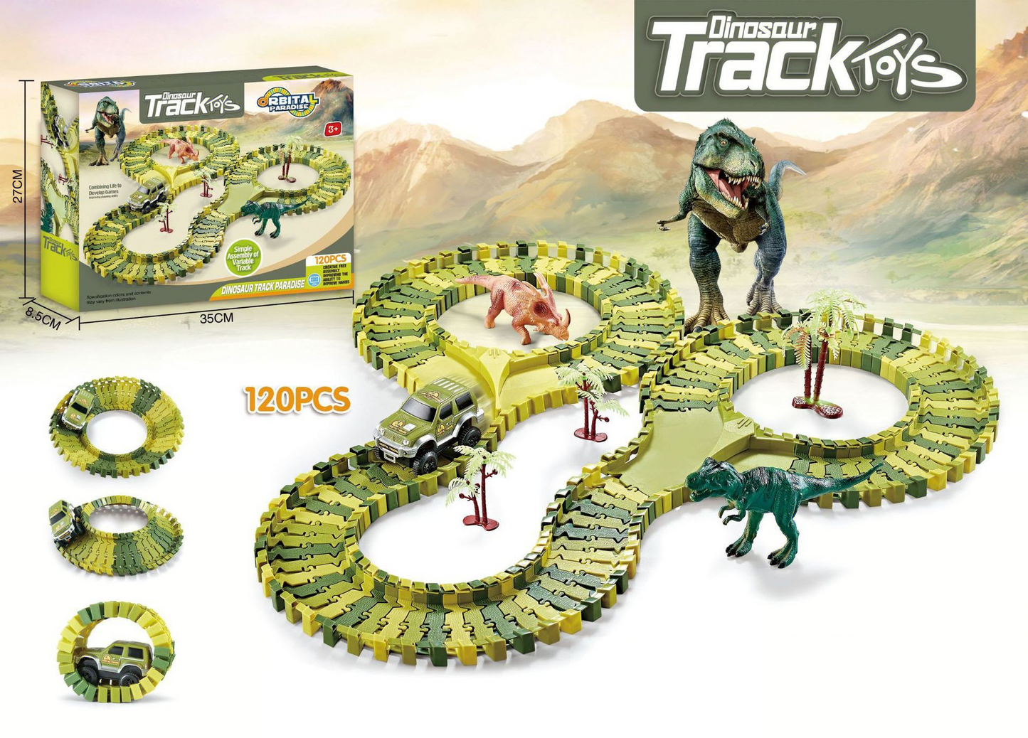 DinoRift — Interactive Dinosaur Track Toy Set with Battery-Powered Car