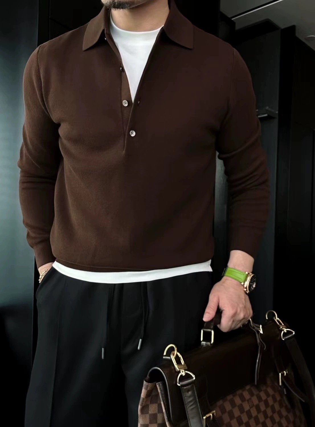 TitanThread™ Long Sleeve Polo Sweater — Own Every Moment with Unmatched Comfort and Sharp Style