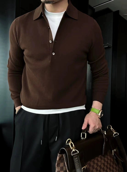 TitanThread™ Long Sleeve Polo Sweater — Own Every Moment with Unmatched Comfort and Sharp Style