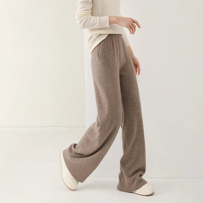 Alora — Merino Wool Wide-Leg Pants with High Waist Elastic