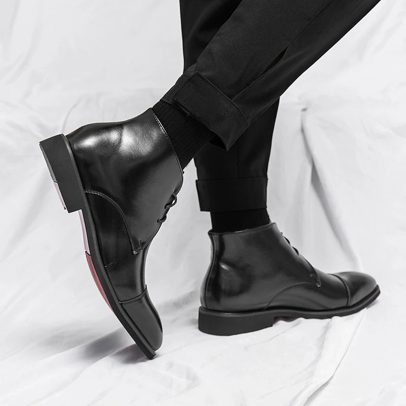 Arlen — Bottes en cuir pour homme à bout cap-toe avec semelles intérieures rembourrées