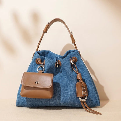 Kieranza — Women's Genuine Leather Denim Patchwork Hobo Bag