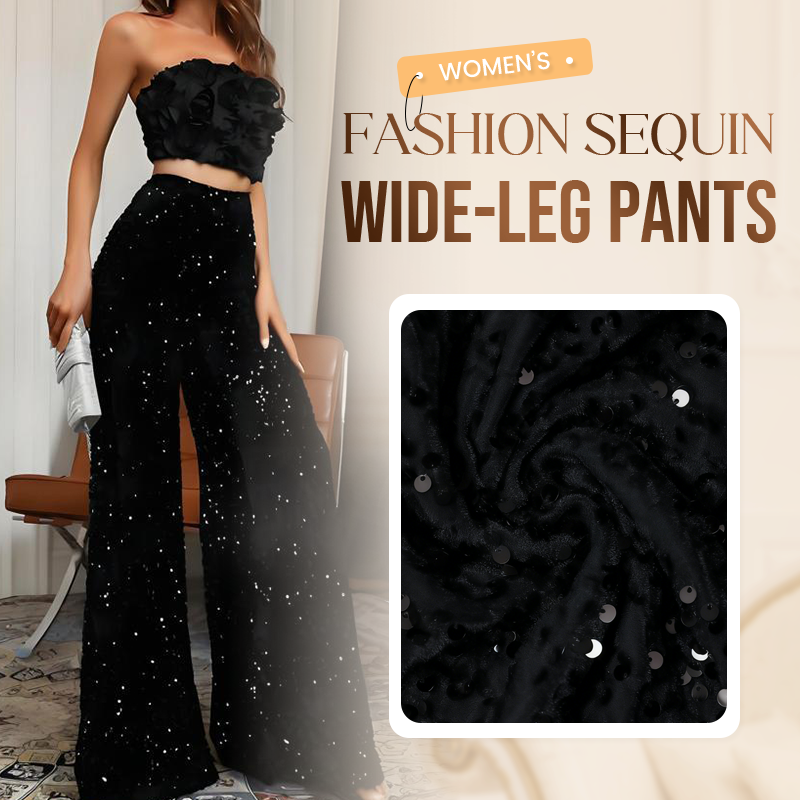 Liora — Women's Sequin Wide-Leg Pants with High-Waist Fit