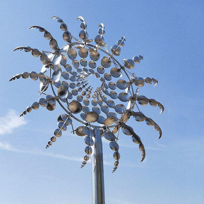 Wind Powered Kinetic Sculpture Magical Metal Windmill