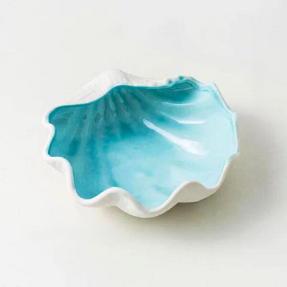 Azura — Porte-Coquillage en Céramique avec Organisateur à Émail Corail Bleu