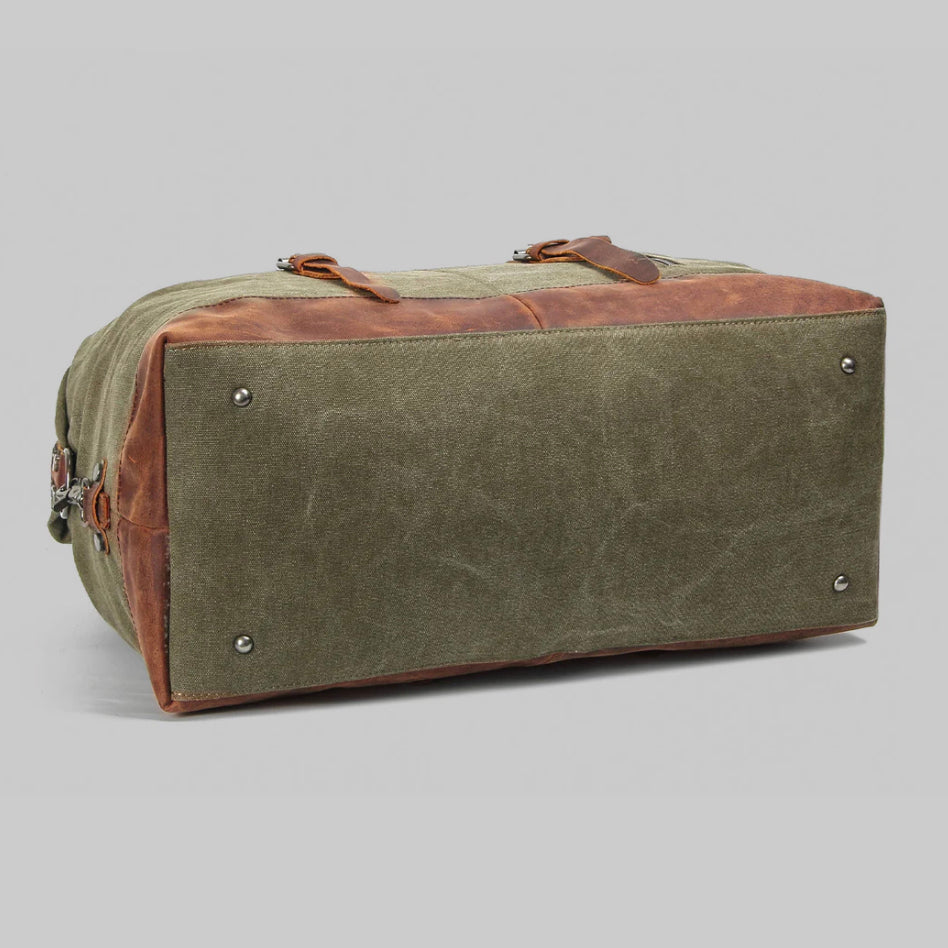Mala de Viagem Jalen — Bolsa Duffle de Lona Encerada Durável com Alças de Couro