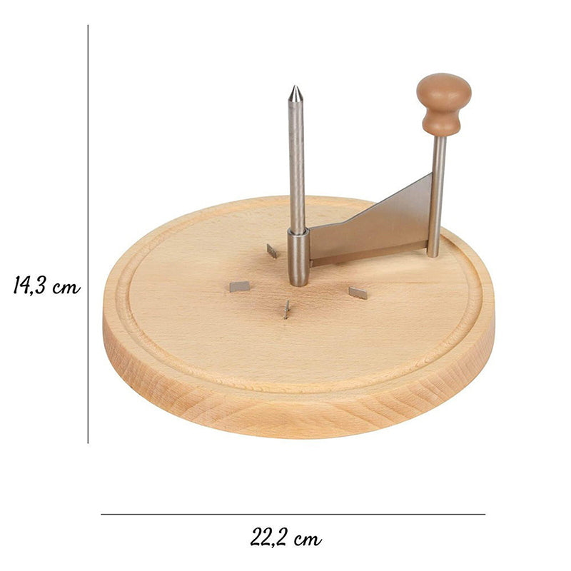 Velino Rotary Cheese Shaver — Ręczny nóż do sera ze stali nierdzewnej z drewnianą podstawą