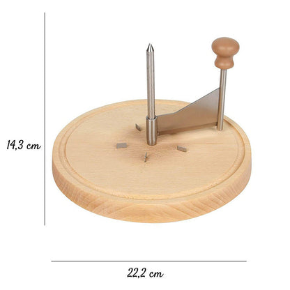 Velino Rotary Cheese Shaver — Ręczny nóż do sera ze stali nierdzewnej z drewnianą podstawą