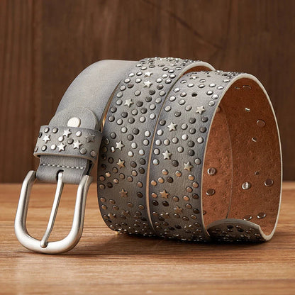 Celestis Studded Leather Belt — Cosmic Star Accent Accessory