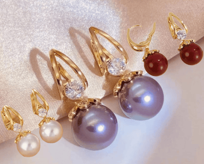 Liora Pearl Earrings — Sparkling Huggie Hoops with Dangle Pearls