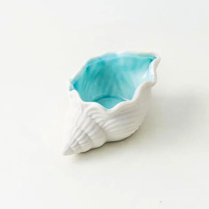 Azura — Porte-Coquillage en Céramique avec Organisateur à Émail Corail Bleu
