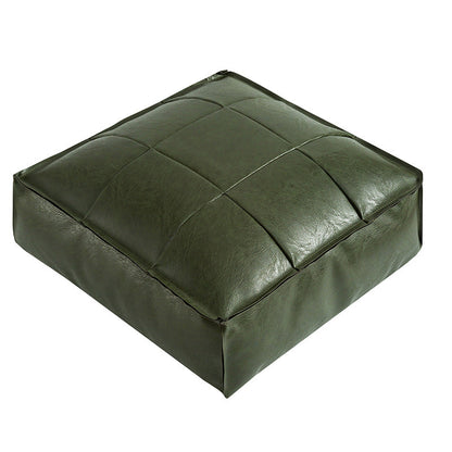 Alaris Pouf — Moroccan Faux Leather Floor Cushion with Stitched Grid Design