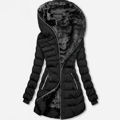 🔥❄️HEISSER VERKAUF 51%🧥 Wexlora Damen Kapuzen-Mid-Length Wintermantel mit Plüschfutter