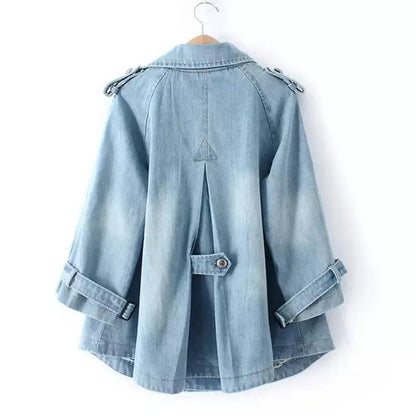 Liora — Double-Breasted Lightweight Denim Coat with A-Line Fit