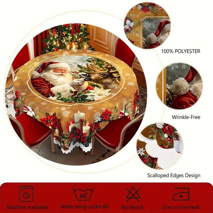 Nappe Festive Clarion — Décoration de Table de Noël, Polyester Lavable